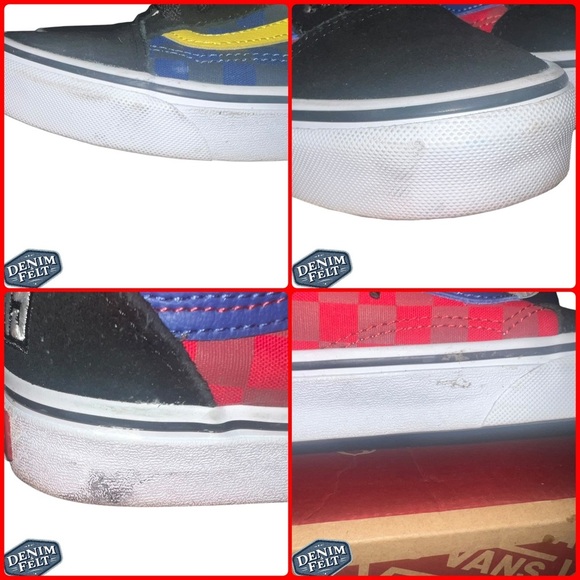 Vans Unisex Old Skool Off The Wall Checkerboard Rally Sneakers | Red/Blue | NEW - Picture 12 of 16